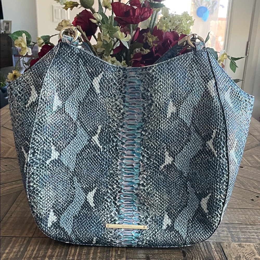 Brahmin Blue Snake Print Hobo Bag
